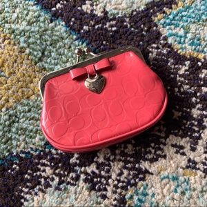 Coach authentic classic c print leather kiss lock coin purse